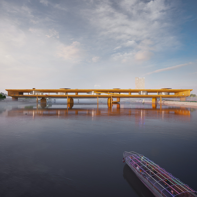 Visuals done for ATELIER AZIZ ALQATAMI and got a honourable mention on TAMAYOUZ EXCELLENCE AWARD
We tried to achieve a balance between the proposed bridge and the Cairo surroundings. It was important to show the bridge on its context and the feeling of its scale.