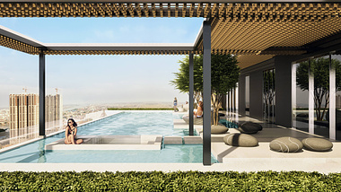 Architectural Rendering For A Rooftop Pool