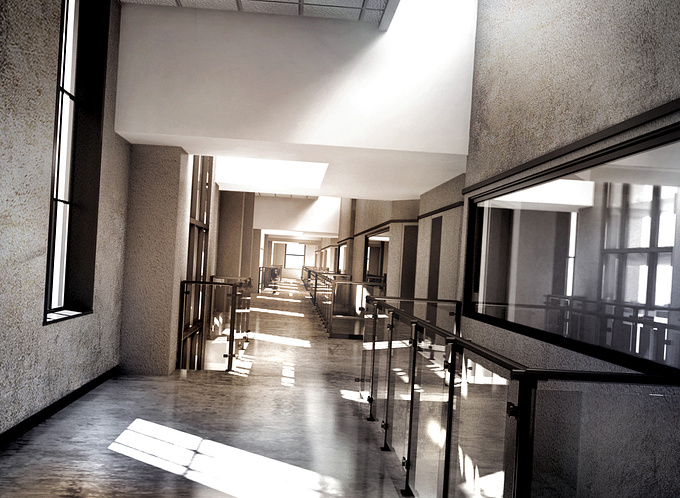 Deserted School Hallway