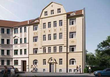 Architectural visualization of a historic property in Leipzig