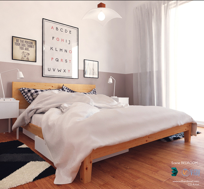 William Binet CG Artist - http://www.williambinet.com
Scene | BEDROOM 3D model
All visible elements in the image are grouped in secne. Models, camera and light 
Modeling in 3DS MAX 2014 and rendered with Vray 3.0.

Download link:
http://www.cgtrader.com/3d-models/furniture-set/bed-room/scene-bedroom

www.williambinet.com
Facebook: William Binet CG Artist