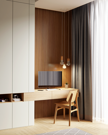 Modern Minimalist Office - Wood Interior - Aug 2021