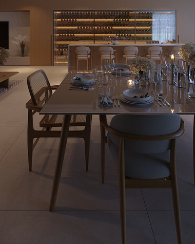 CGI-  Dining Room Neutral Palete - Blue Hour