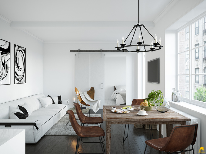 SUN - http://sun-world.wix.com/3dvisuals
Apartment at Poland. 
Software: 3ds Max, Vray, Photoshop