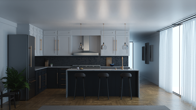Ray-Traced Photorealistic Kitchen Interior