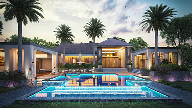 architectural, rendering, studio, animation, visualization, services, design, Idea, exterior, Façade, landscape, residential, home, bungalow, house, company, mansion, photo-real, pool, sitting side