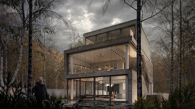 A personal interpretation of the house designed by Pitsou Kedem Architects in Ramat Gan - Israel

software:
3ds Max, Vray, Forest Pack, Photoshop.