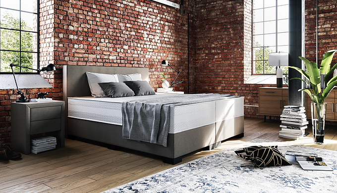 Render-Vision - https://render-vision.de/3d-visualisierungen/produktdesign/
3D visualization of the box spring beds of the mail-order company "Boxspringwelt. The task was to create an absolutely photo-realistic representation of the product.