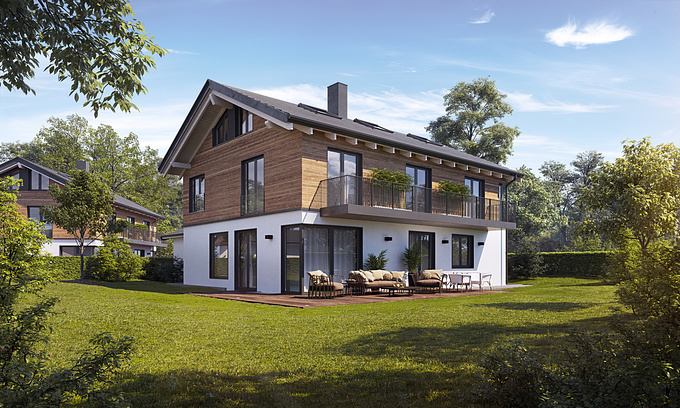 Render-Vision - https://render-vision.de/3d-visualisierungen/architekturvisualisierung/
The construction of this detached house on a construction method that mediates between the traditional building form of the surroundings and a modern design. We have visualized this architectural style for the purpose of marketing.