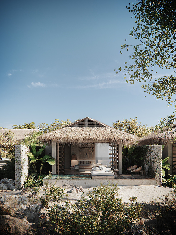 Architecture (3D / CGI) visualizations for a hotel project in Cartagena, Colombia.