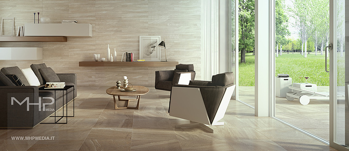 Interior design, 3d rendering, ceramic tile, Living Room