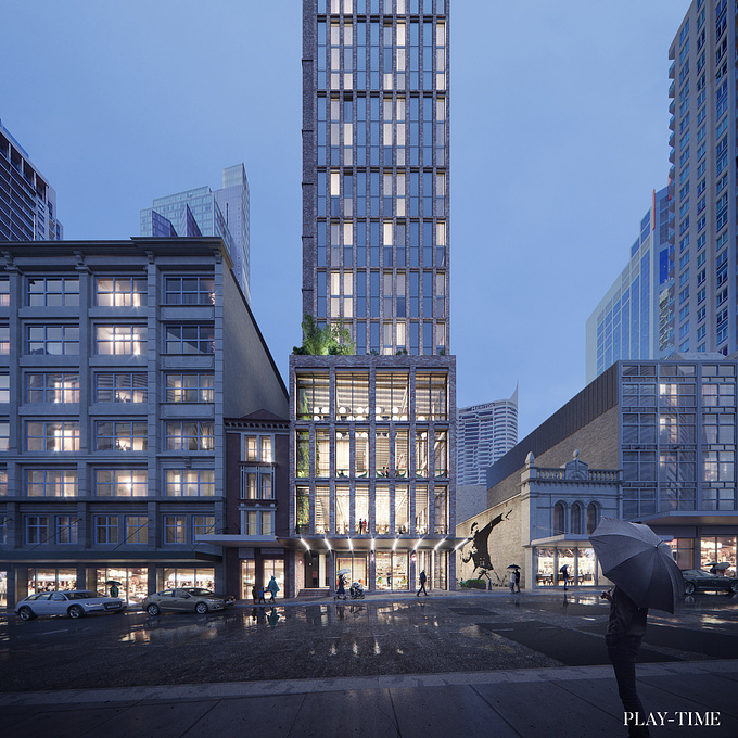 There are useful life times that can be eternal. 
Recycling materials is giving life back again.
1st prize for 375 Pitt Street Hotel competition in Sydney by Crone Architects