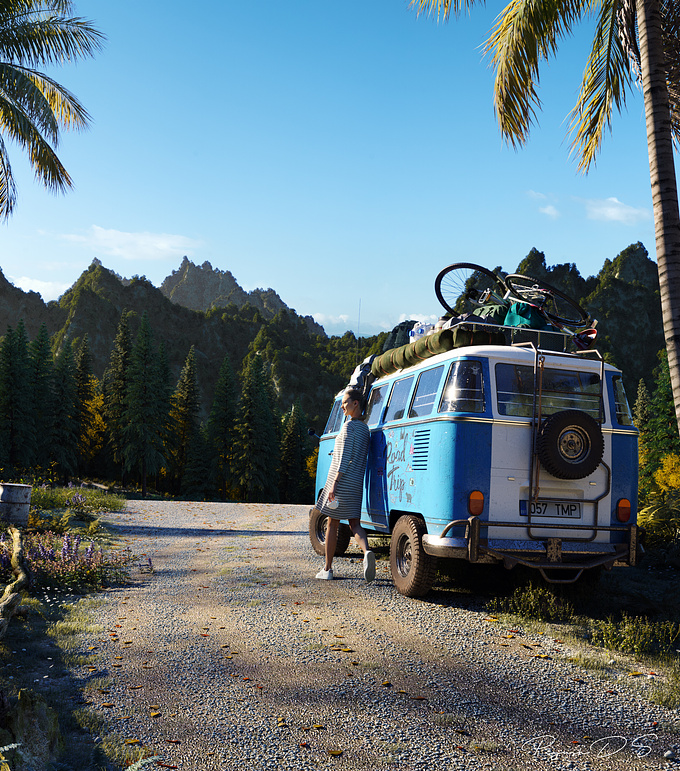 Every now and then, I take to the road looking for adventure.My Blue bird, the Mountains,the Cool Breeze the sunset hues.
Software: 3dsmax,Corona-renderer,itoo forest pack,photoshop
My Free Time work,i Hope you all Like it
Thankyou
