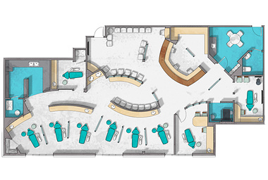 Floor plan dental clinic rendering