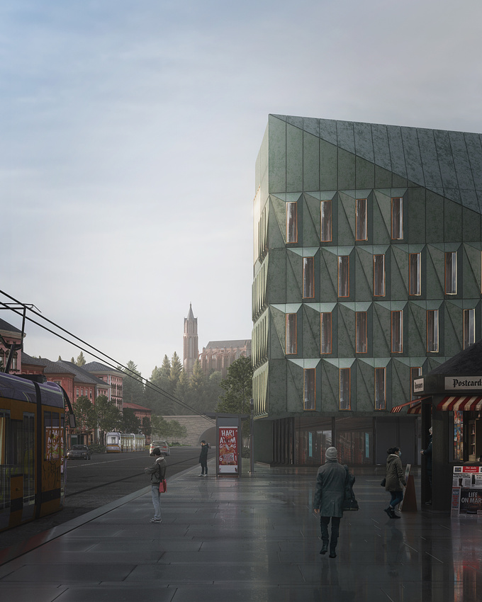 Bodø Town Hall by @atelierlorentzenlangkilde

Building set in an imaginary scenario of a typical European city

Image done during @master_madi_iuav

3dsMax – Vray – Photoshop