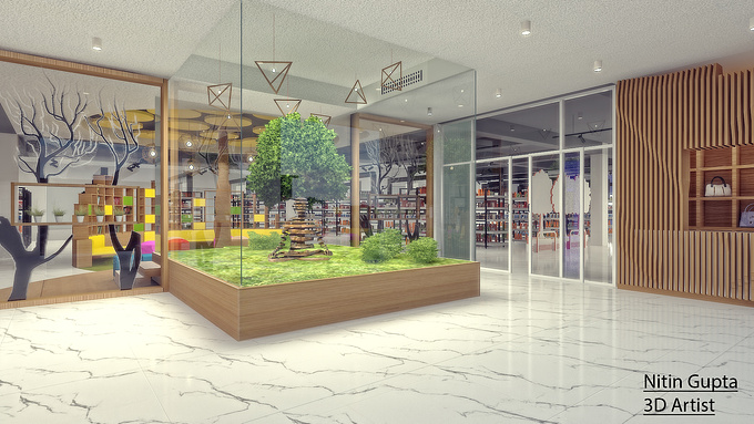 It's well known herbal product manufacturer store, PATANJALI. Created in 3Ds Max & Vray, post in Adobe Photoshop.
