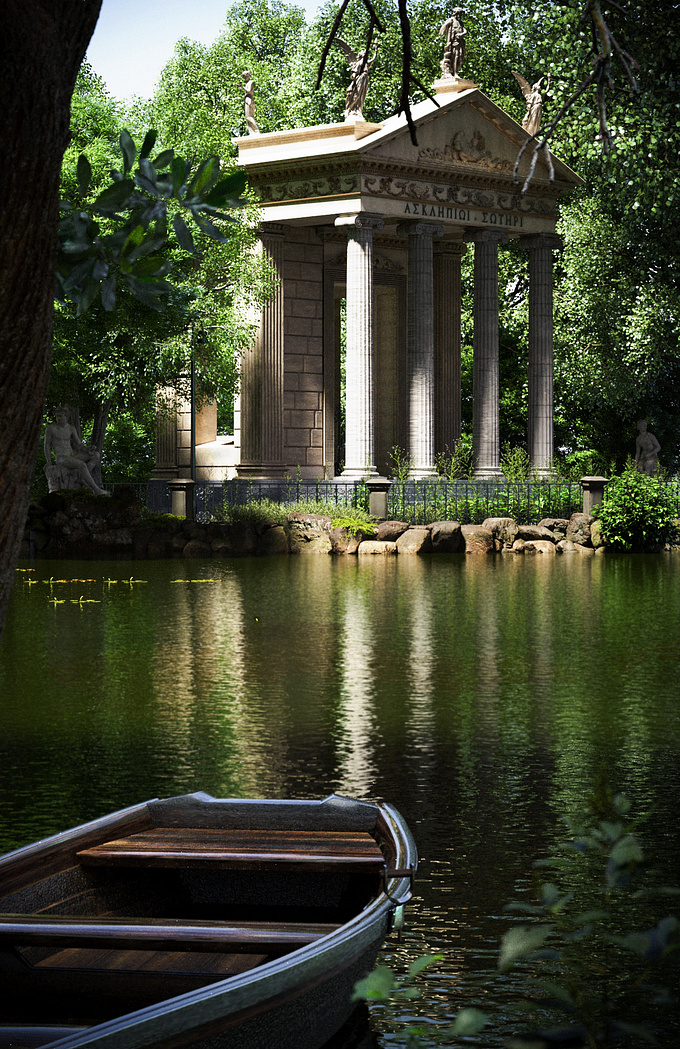 3D visualization of Villa Borghese in Rome. Made by reference