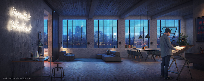 http://www.martijnvanderwielen.nl
A personal project I did, 3d visualisation of an architect's loft in NYC. 3dsmax/vray/photoshop