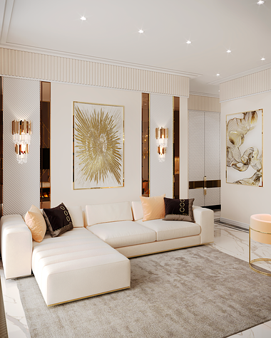Living room visualization from the project "Aurum & Love"