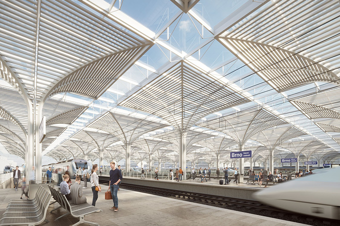 Entry for the International Competition of Brno Main Station by gmp architekten.