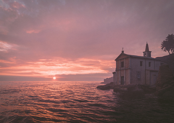 Hi!

This project is called Church on the sea.
To realize this kind of render I used a 3d model of a church I had from one of my courses that I did months ago. The model was made due to photogrammetry. The Church is located at the city of Castelgrimaldo, in Mantua, Italy.
To simulate the ocean waves I used a displace map with different orientation. 

Hope you like it,
Branosh!
