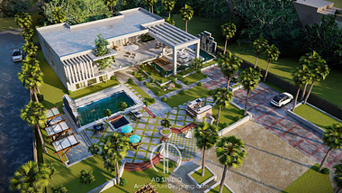 Modern Minimalist Landscape Design for a Villa
