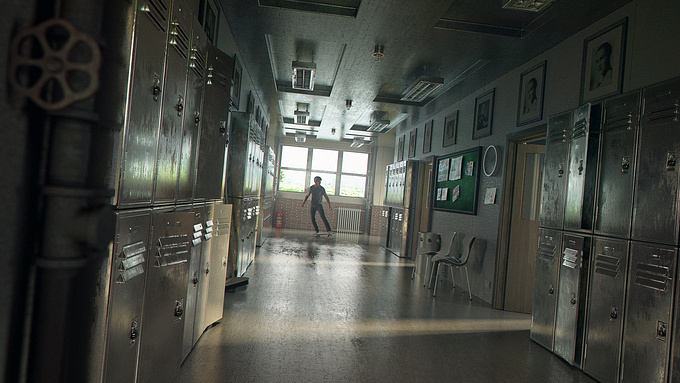 http://makonimation.com/portfolio/
Lone student skating through a locker area in school during the holidays.

3ds max, Vray, Nuke