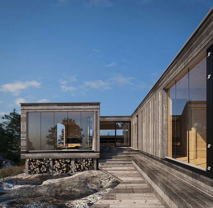 https://drive.google.com/open?id=0B2JqkzPNgDUWNUpzdGx4S2JuLUk
Studio: SLstudio

Designer / Architect: Reiulf Ramstad Arkitekter

Personal / Commissioned: Personal Project

Location: Østfold, Norge Norway

This proyect was done with 3d max, for the landscape was used forest pack, and rendered with corona renderer. The post production was done with photoshop.