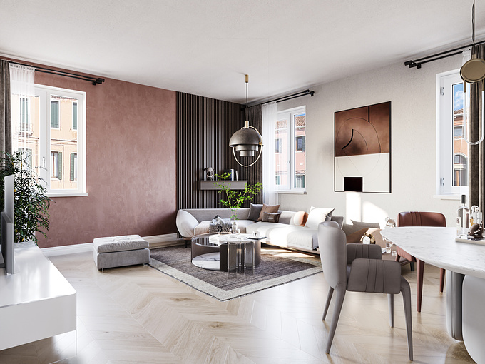 The project was a 3D interior visualization for a real estate company located in Rome, Italy. The goal of the project was to create a series of photorealistic renderings that would showcase the company's properties in the most attractive way possible.

The project involved creating 3D models of a variety of properties, including apartments, houses, and commercial spaces. The models were then textured and materialized to accurately represent the properties' interiors, including furniture, lighting, and finishes.

The team paid special attention to the lighting, which was carefully crafted to create a realistic and natural appearance, taking into account the time of day and weather conditions. Shadows and reflections were also added to give a sense of depth and realism to the images.

The final renderings were highly detailed and photorealistic representations of the properties, which were used to showcase the properties on the company's website and in their marketing materials. The use of 3D visualization helped the real estate company to effectively communicate the properties' design, layout, and potential to potential buyers or renters. The project was a great example of how 3D visualization can be used in the real estate industry to help sell or rent properties.



