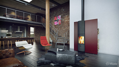 interior design with a fireplace by Miysis