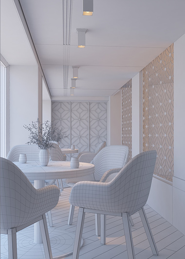 Kasamoto restaurant - Interior rendering