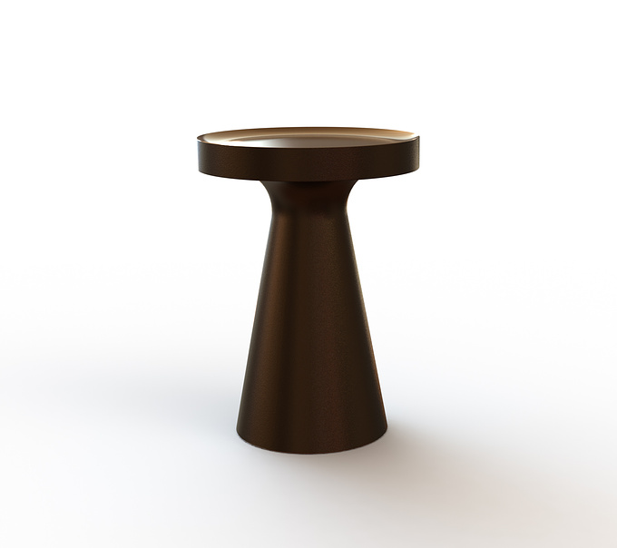 This cast bronze side table features a satin polished top with a soft coved radius edge and the overall body of the table retains it's dark patina from the sand casting process, allowing the sand texture to show through.