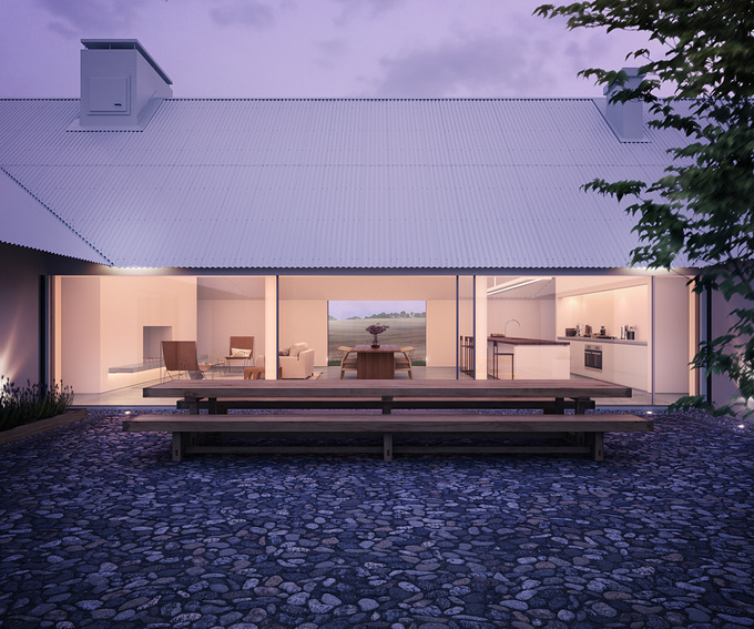  - http://
Personal project.
3ds max + vray + photoshop.
John Pawson's Baron House exterior, blue hour.
Copy excercise prom photo.
Photo reference: http://www.lindmanphotography.com/?attachment_id=279