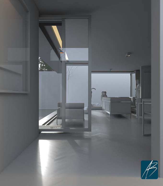 Exterior and interior architectural visualisation of house and studio