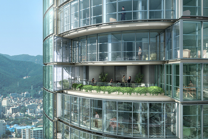 3D Rendering of high-rise in Asia.  