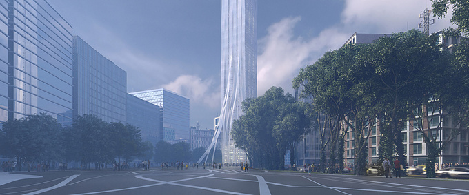 A foggy skyscraper concept created for the D2 competition