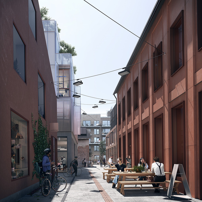 A century ago, these buildings in Nordhavn housed industrial activities. Enters Briq Group, remodeling the area into a lively social district. With this visualization, we supported the design agency’s vision to bring color into the neighborhood and advance the Red City urban development project, which will finalize by 2022.