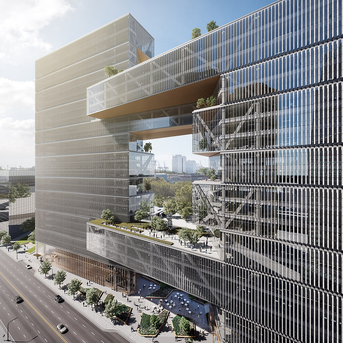 - Category: Commercial / Business Center
- Year: 2020
- Location: Buenos Aires, Argentina
- Client: Skidmore, Owings & Merrill LLP (SOM)
- Description: Office complex design that seeks to extend the commercial district of Catalinas Norte in the city of Buenos Aires towards the coast