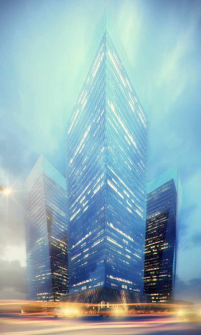 Studio 5 - https://www.behance.net/muhammadtayyabali
This Visualization is developed for 3 High Rise Buildings for an Architectural Firm Pakistan. I wanted to give these Towers Blueish and warm look to enhance the glazing and the environment. Hope you guys will like it :)