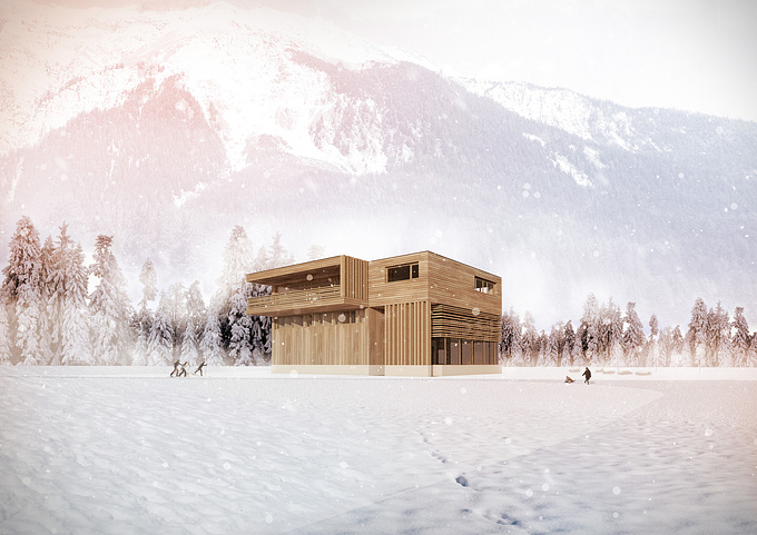  - http://
Building in the swiss mountains. 
Architect - www.pitbau.li 

Cinema4d - Vray - Photoshop