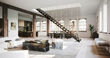 Interior visualization of New York loft