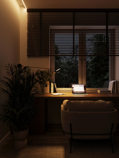 Office in a private house visualization