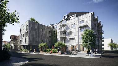 Exterior visualization of living apartment complex