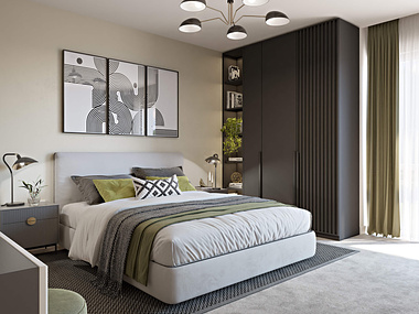 Modern master bedroom design CGI