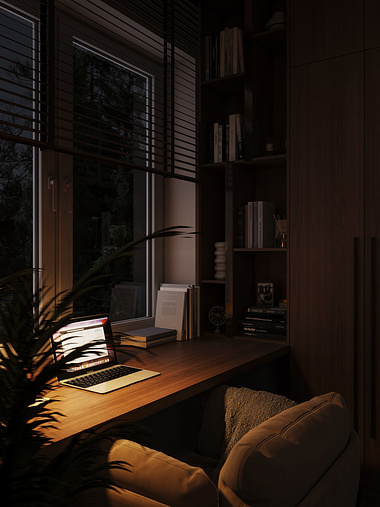 Office in a private house visualization