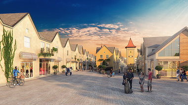 3D Architectural Rendering of Open Market Area 