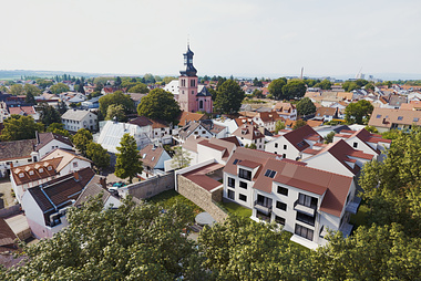 External visualizations of the An der Kirchenpforte multi-family residences in Mainz