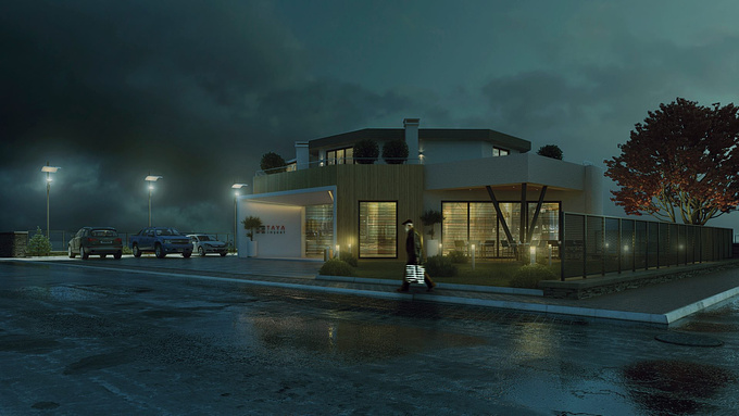 Mustafa Sarikaya Rendering Office +
my first outdoor night and rain After to work. I hope you'll like it