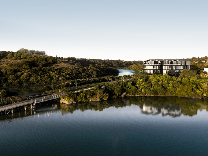 Crafted by renowned architect Ashton Mitchell, Teal exemplifies a refined and exclusive collection of 26 upscale apartments that command picturesque views of the Orakei Basin. The name Teal draws inspiration from the captivating convergence of lush greenery and tranquil blue waters within the Orakei Basin.

Project location: Meadowbank, Auckland, New Zealand

View more of our work at: https://www.otoh.studio/