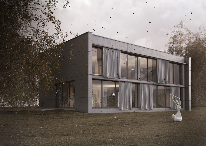  - http://
This is a project i did in university this year. We were allowed to use only one main material. I dediced to use concrete because its one of my favourite materials. 
 
The modelling was done in Revit. For texturing i used 3ds Max. It was then renderd with Vray.


https://www.behance.net/patrickdrescher